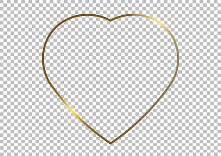 Luxury heart gold border isolated on background. Valentine's day glowing gradient effect  curve frame. Vector illustration.のイラスト素材