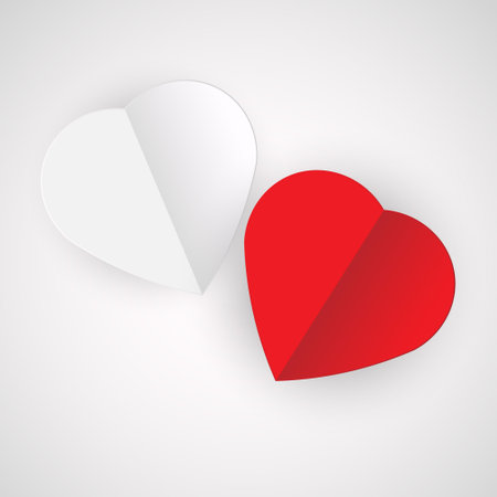 Valentine's Day. Hearts Paper Cut Design. Red and White Love Concept. Vector Illustrationのイラスト素材