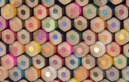 collection of colored wooden pencilsの写真素材