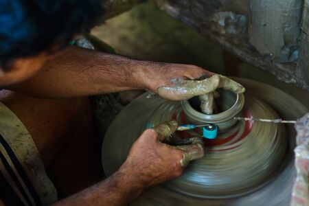 Potter on the potters wheelのeditorial素材