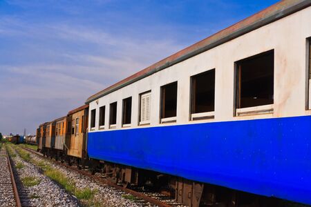 Old second class passenger bogie of the train の写真素材