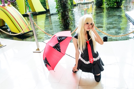 Bangkok - August 26   An unidentified Japanese anime cosplay pose in Japan Festa in Bangkok 2012 on August 26, 2012 at Siam Paragon, Bangkok, Thailand のeditorial素材
