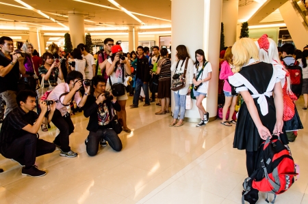 Bangkok - August 26   An unidentified Japanese anime cosplay pose in Japan Festa in Bangkok 2012 on August 26, 2012 at Siam Paragon, Bangkok, Thailand のeditorial素材