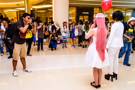 Bangkok - August 26   An unidentified Japanese anime cosplay pose in Japan Festa in Bangkok 2012 on August 26, 2012 at Siam Paragon, Bangkok, Thailand のeditorial素材