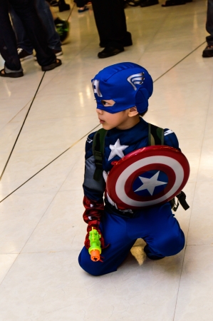 Bangkok - August 26   Captain America cosplay pose in Japan Festa in Bangkok 2012 on August 26, 2012 at Siam Paragon, Bangkok, Thailand のeditorial素材