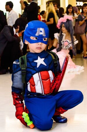 Bangkok - August 26   Captain America cosplay pose in Japan Festa in Bangkok 2012 on August 26, 2012 at Siam Paragon, Bangkok, Thailand のeditorial素材