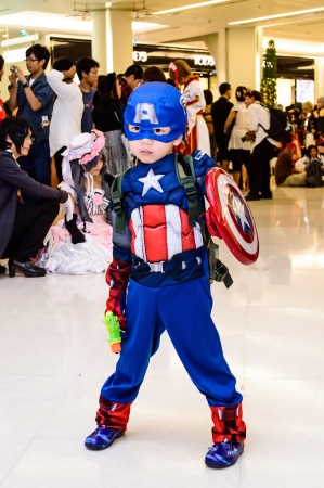 Bangkok - August 26   Captain America cosplay pose in Japan Festa in Bangkok 2012 on August 26, 2012 at Siam Paragon, Bangkok, Thailand のeditorial素材