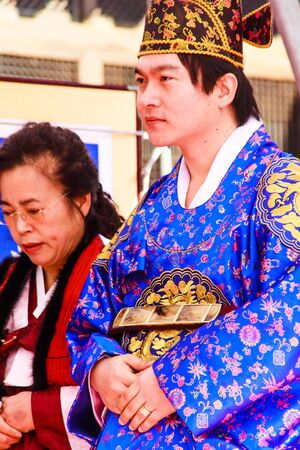 Daegu - January 17   A performance of the Traditional Wedding of Thananya   Park Jin Hyun at Korean Folk Village on January 17, 2010 in Daegu, South Korea のeditorial素材