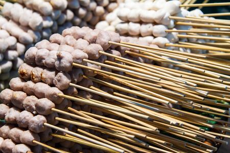 Thai Meatballs at a market in Thailand, Thai Street Food 