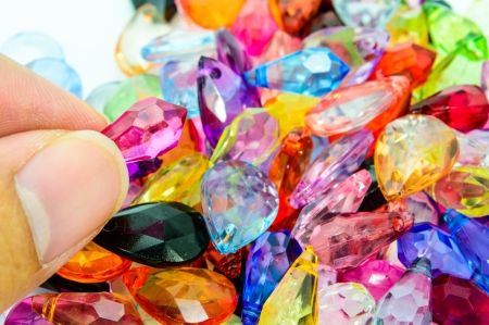 Pick up Colorful Plastic Beads, Close up の写真素材