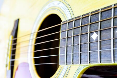 Close up Part of the body of an acoustic guitar 