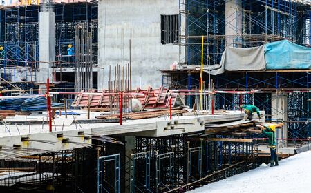 Construction worker working on a construction site のeditorial素材