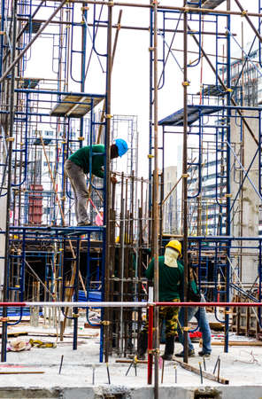 Construction worker working on a construction site のeditorial素材