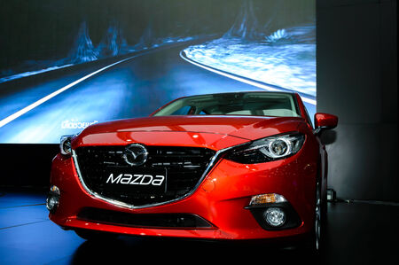 BANGKOK - MARCH 27   The All-New MAZDA 3 SKYACTIV Sports Compact on display at The 35th Bangkok International Motor Show -  Beauty in the Drive  on March 27, 2014 in Bangkok, Thailand のeditorial素材