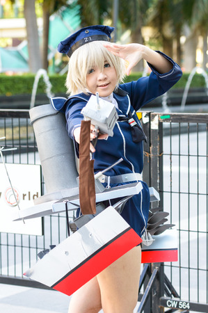 BANGKOK - MAY 03   Cosplayer as characters Z1 Leberecht Maass from Kantal Collection in Thai-Japan Anime Music   Festival 4 on May 03, 2014 at Central World, Bangkok, Thailand のeditorial素材