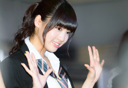 BANGKOK - MAY 10   Shida Yumi from Yumemiru Adolescence Group in Thailand Comic Con 2014 on May 10, 2014 at Royal Paragon Hall, Bangkok, Thailand のeditorial素材