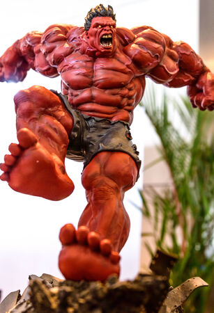 BANGKOK - MAY 10   The Hulk model in Thailand Comic Con 2014 on May 10, 2014 at Royal Paragon Hall, Bangkok, Thailand のeditorial素材