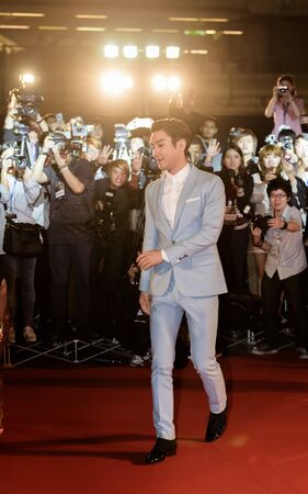 BANGKOK - FEBRUARY 14 : Choi Siwon at Dragon Blade Premiere on February 14, 2015 at Parc Paragon, Bangkok, Thailand.のeditorial素材