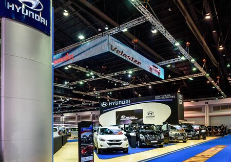 BANGKOK - MARCH 24 : The Hyundai booth at The 36th Bangkok International Motor Showのeditorial素材