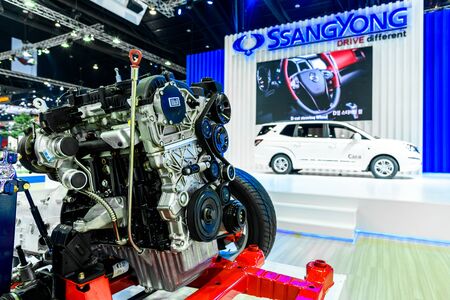 BANGKOK - MARCH 22 : Engine of SsangYong on display at The 37th Bangkok International Motor Show : No Boundaries Mobility on March 22, 2016 in Bangkok, Thailand.のeditorial素材