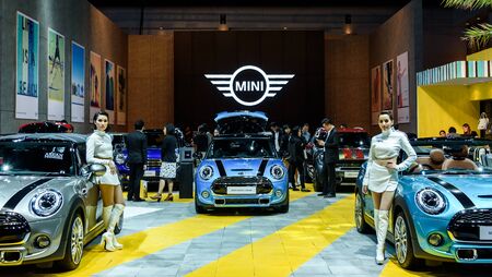 BANGKOK - MARCH 22 : Mini Cooper Exhibit booth on display at The 37th Bangkok International Motor Show : No Boundaries Mobility on March 22, 2016 in Bangkok, Thailand.のeditorial素材