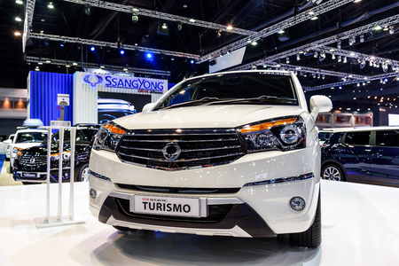 BANGKOK - MARCH 22 : SsangYong Turismo on display at The 37th Bangkok International Motor Show : No Boundaries Mobility on March 22, 2016 in Bangkok, Thailand.のeditorial素材
