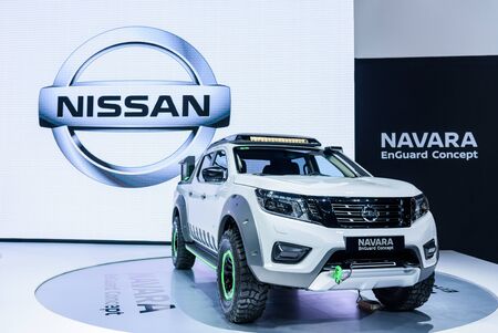 NONTHABURI - NOVEMBER 30 : Nissan Navara EnGuard Concept on display at Thailand International Motor Expo 2016 on December 8, 2016 in Nonthaburi, Thailand.のeditorial素材