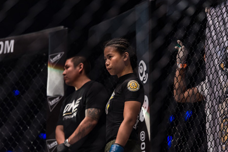 BANGKOK - March 24 : Angelie Sabanal of Philippines in One Championship : IRON WILL on March 24, 2018 at Impact Arena, Muang Thong Thani, Bangkok, Thailand.のeditorial素材