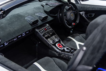 BANGKOK - NOVEMBER 28 : Inside of The Lamborghini Huracan Performante on display at Thailand International Motor Expo 2018 on November 28, 2018 in Bangkok, Thailand.のeditorial素材