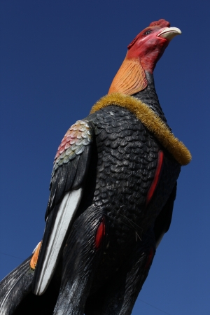 Fighting Cock sculpture with blue skyの写真素材