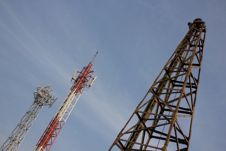 utility pole and  lifting machine in construction siteの写真素材