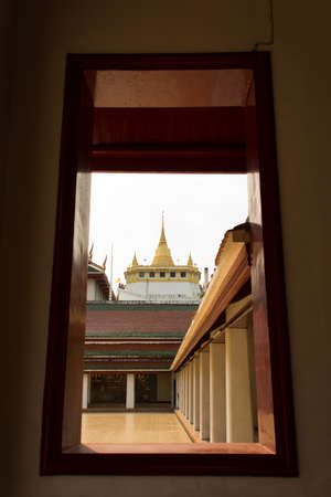 golden moutain temple ancient art of thailandの写真素材