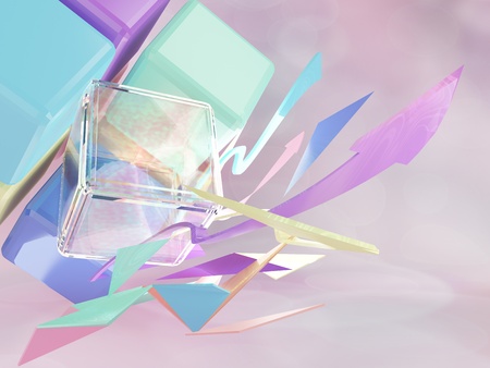 3d cubic and arrow pastel colourの写真素材