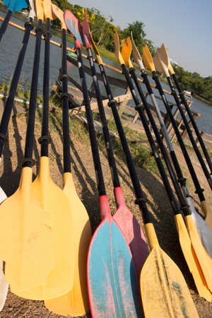 colorful oars in parkの写真素材