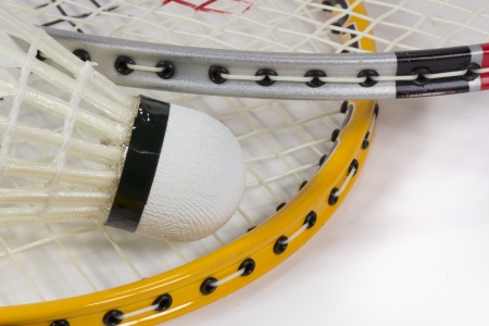 Badminton racquet with shuttlecocksの写真素材
