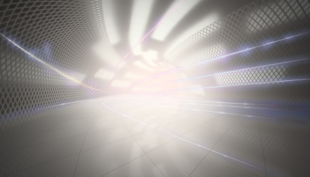 Abstract tunnel with blue lightの写真素材