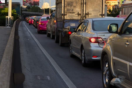 BANGKOK - JULY 14:Traffic moves slowly along a busy road on JULY 14, 2013 in Bangkok,Thailand.