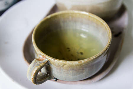 Ceramic cup of green tea.の写真素材