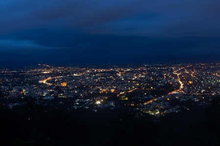 Chiang Mai City Nightview from Doi Suthep, Thailandの写真素材