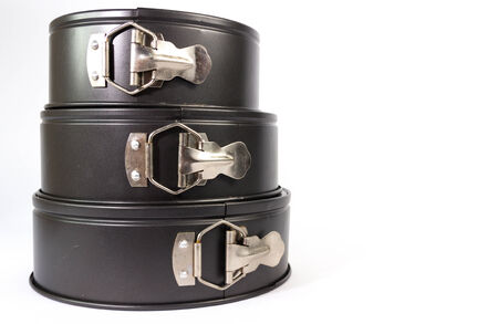 cake tin isolated on whiteの写真素材