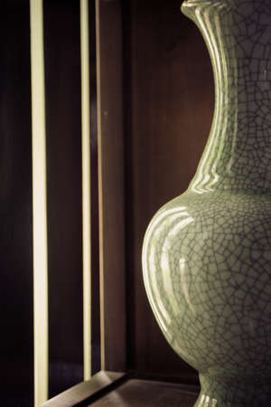 Antique green ceramic water ewerの写真素材
