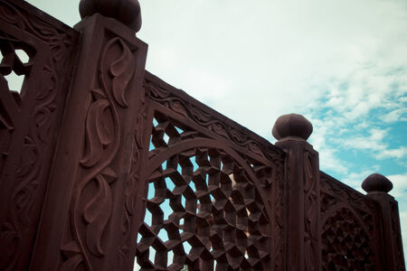 indian wall with blue skyの写真素材