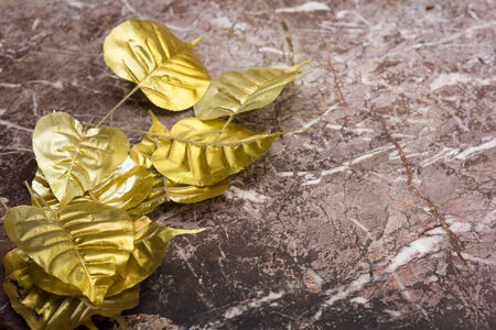 Gold leaf on mableの写真素材