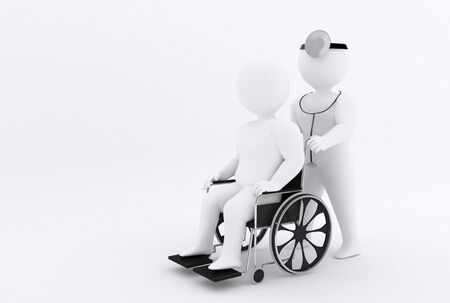 3D man doctor and patient  medical concept