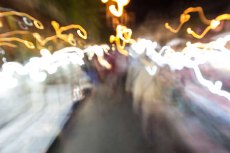 View of city night lights blurred  background, defocusedの写真素材