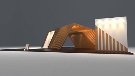 modern booth exhibition design, 3d renderの写真素材