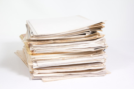 old paper document isolated on white background