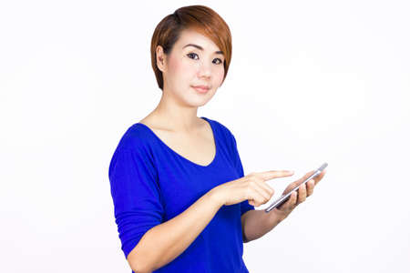 portrait of woman with her phoneの写真素材