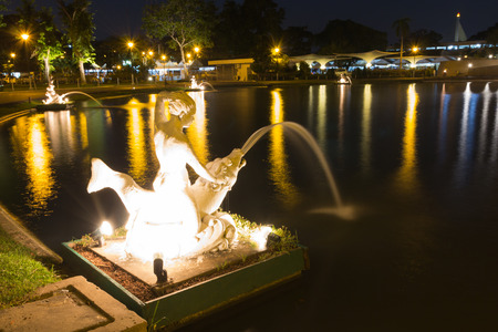 Bangkok, Thailand - December 13,2015:Outdoor Exhibition in the night in BIKE FOR DAD event to celebrate  birthday anniversary of his majesty of Thailand.のeditorial素材