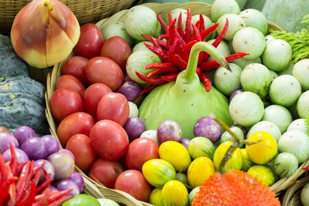 Group of herb fruit  and vegetable  ingredients for cookingの写真素材